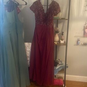 Elegant Burgundy Evening Gown